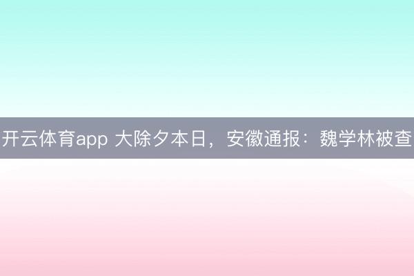 开云体育app 大除夕本日，安徽通报：魏学林被查