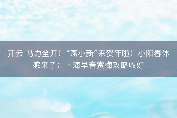 开云 马力全开！“燕小新”来贺年啦！小阳春体感来了；上海早春赏梅攻略收好