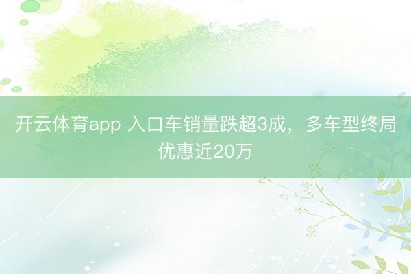 开云体育app 入口车销量跌超3成，多车型终局优惠近20万