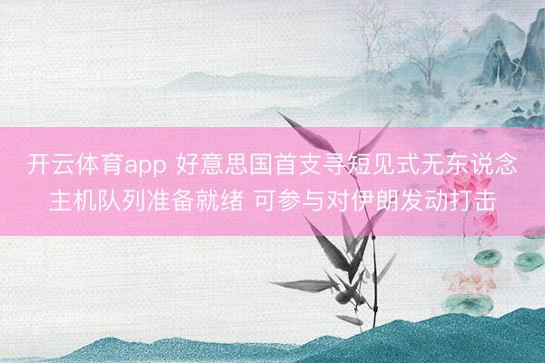 开云体育app 好意思国首支寻短见式无东说念主机队列准备就绪 可参与对伊朗发动打击