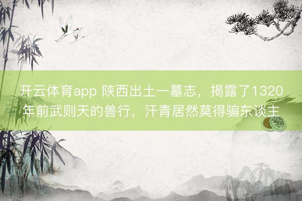 开云体育app 陕西出土一墓志,揭露了1320年前武则天的兽行,汗青居然莫得骗东谈主