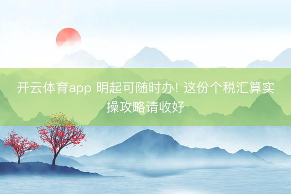 开云体育app 明起可随时办! 这份个税汇算实操攻略请收好