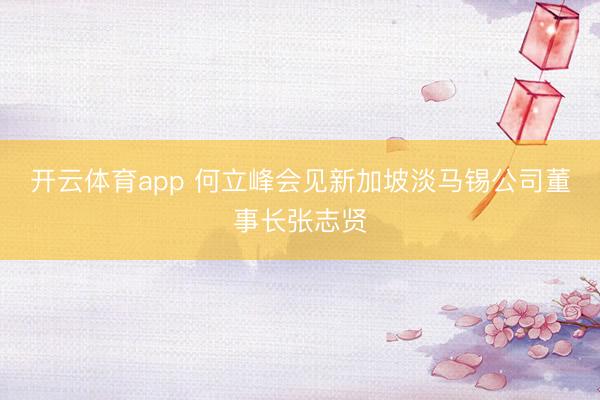 开云体育app 何立峰会见新加坡淡马锡公司董事长张志贤