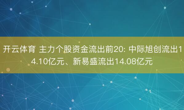 开云体育 主力个股资金流出前20: 中际旭创流出14.10亿元、新易盛流出14.08亿元