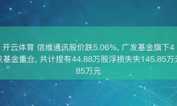 开云体育 信维通讯股价跌5.06%, 广发基金旗下4只基金重仓, 共计捏有44.88万股浮损失失145.85万元
