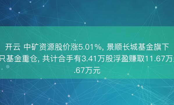 开云 中矿资源股价涨5.01%， 景顺长城基金旗下2只基金重仓， 共计合手有3.41万股浮盈赚取11.67万元