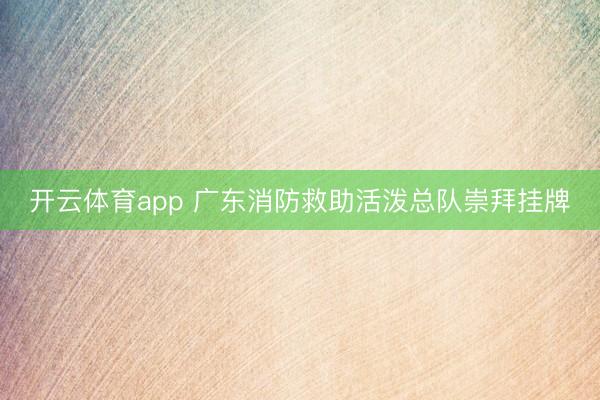 开云体育app 广东消防救助活泼总队崇拜挂牌