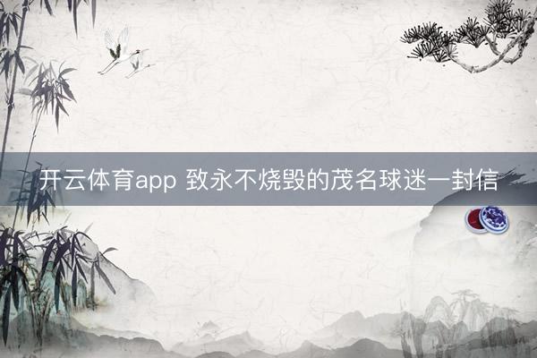 开云体育app 致永不烧毁的茂名球迷一封信