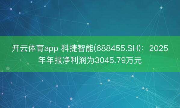 开云体育app 科捷智能(688455.SH)：2025年年报净利润为3045.79万元