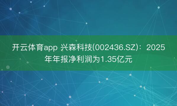 开云体育app 兴森科技(002436.SZ)：2025年年报净利润为1.35亿元