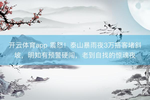 开云体育app 震怒！泰山暴雨夜3万搭客堵斜坡，明知有预警硬闯，老到自找的惊魂夜
