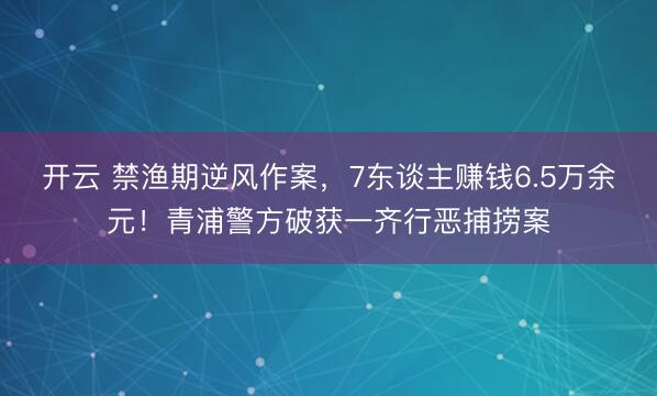 开云 禁渔期逆风作案，7东谈主赚钱6.5万余元！青浦警方破获一齐行恶捕捞案